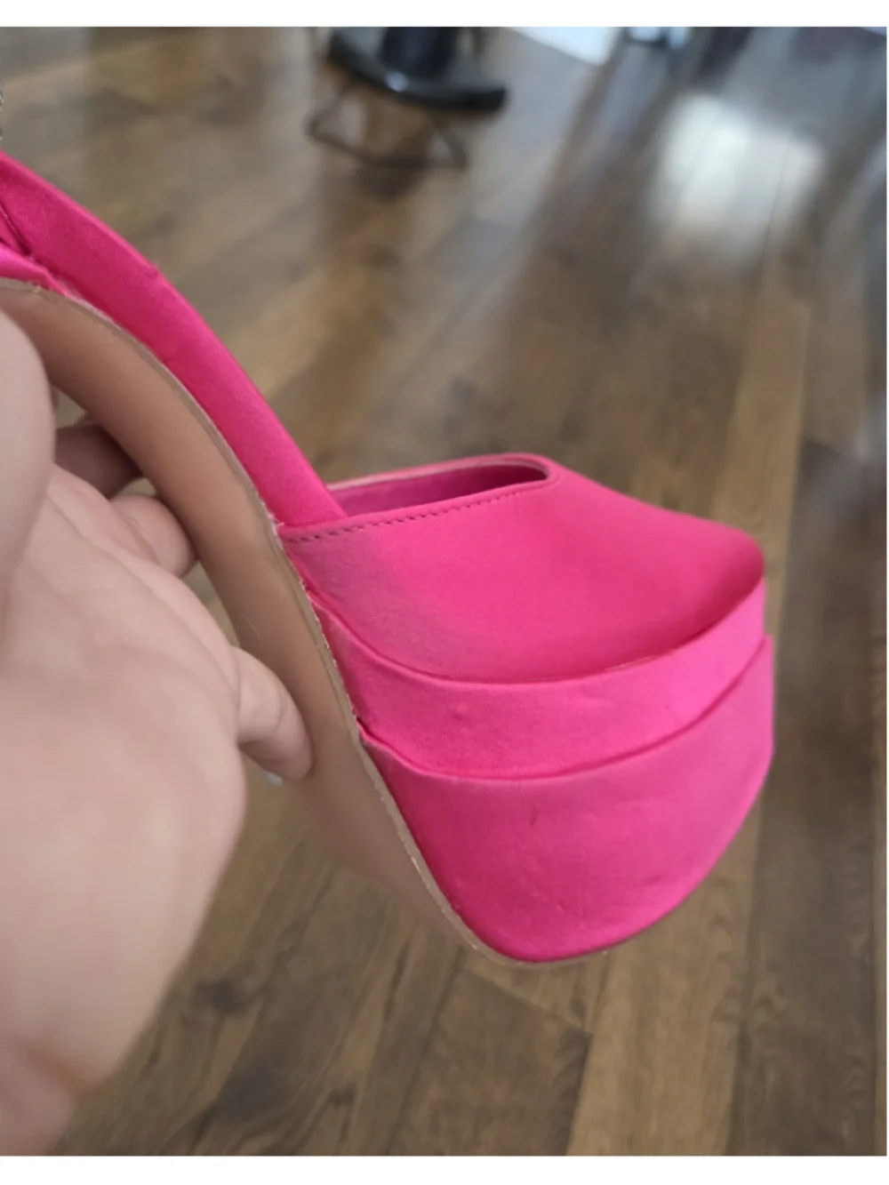 Women's Liliana Platform Heels Size 10 Pink Rhinestone Ankle Strap - Picture 8 of 10